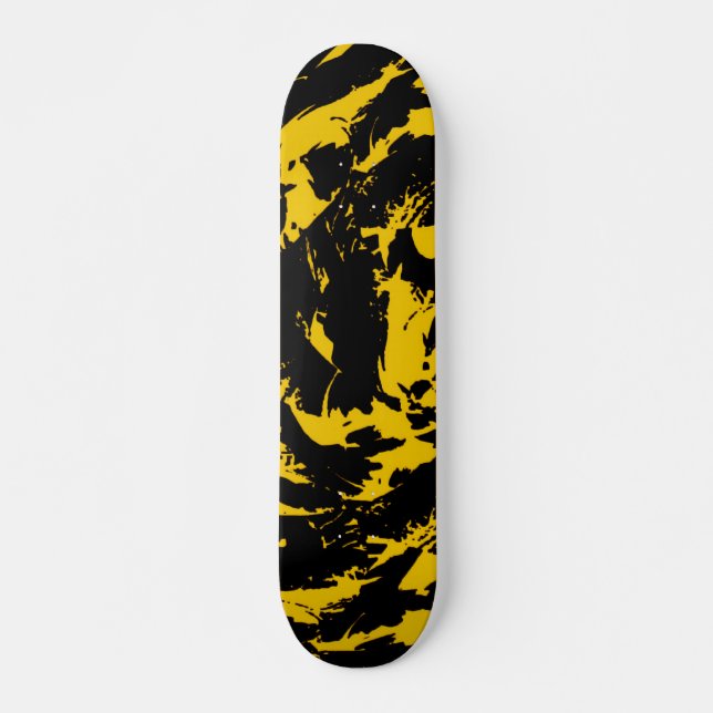 Skate Tabuleiro de Pintura Preto e Amarelo (Frente)