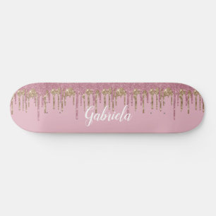 Skate Tabuleiro de rosa Glitter com Nome