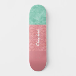 Skate Tabuleiro de Ruddy Pink Batik e Aquarela Verde