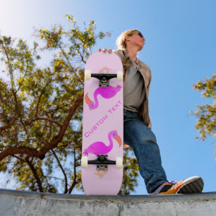 Skate Tabuleiro de Texto Personalizado - Flamingos Rosa