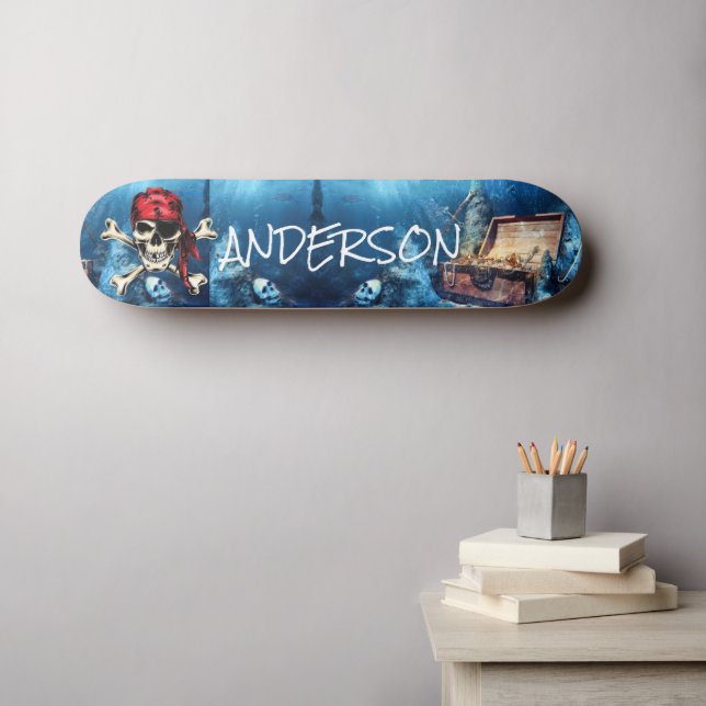 Skate Tabuleiro do tesouro pirata personalizado (Arte de parede (Horz))
