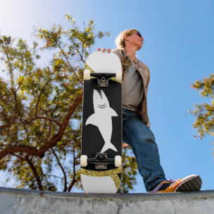 Skate Tabuleiro Dourado de navegação de tubarão branc