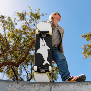 Skate Tabuleiro Dourado de Shark Branco