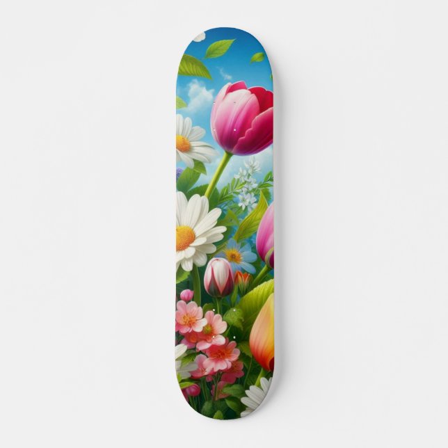 Skate Tabuleiro floral/primavera (Frente)