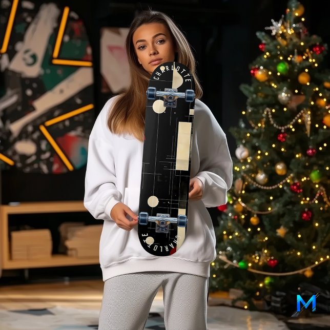 Skate Tabuleiro Geométrico Dourado e Mínimo (Criador carregado)