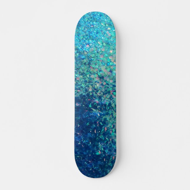 Skate Tabuleiro Glitter do Oceano Azul, Deck de 7¾" (Frente)