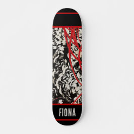 Skate Tabuleiro Preto Floral Japonês