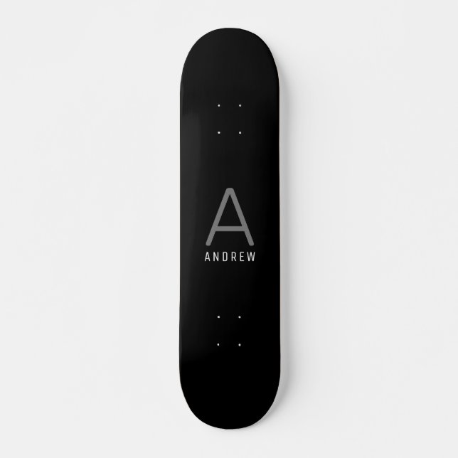 Skate Tabuleiro Preto Personalizado com Nome Inicial (Frente)