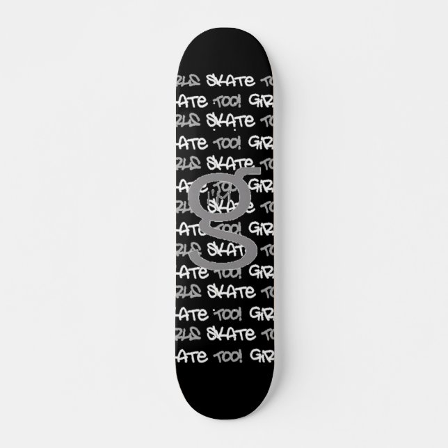 Skate também para meninas - skate preto - (branco  (Frente)