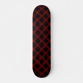 Skate Tartan vermelho-russo e preto com linhas gravadas