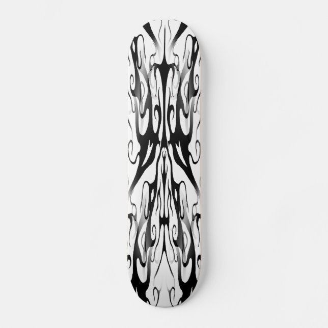 Skate Tatuagem tribal elegante - preto digital e branco (Frente)