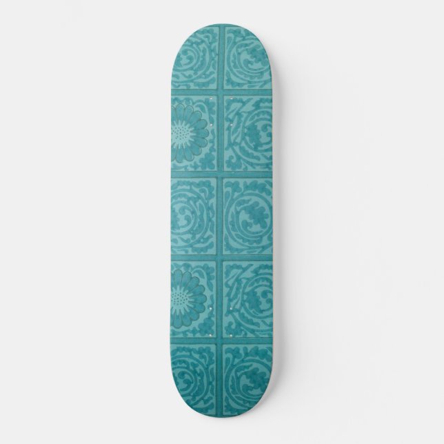 Skate Teal Azulejo Pattern (por William Morris) (Frente)