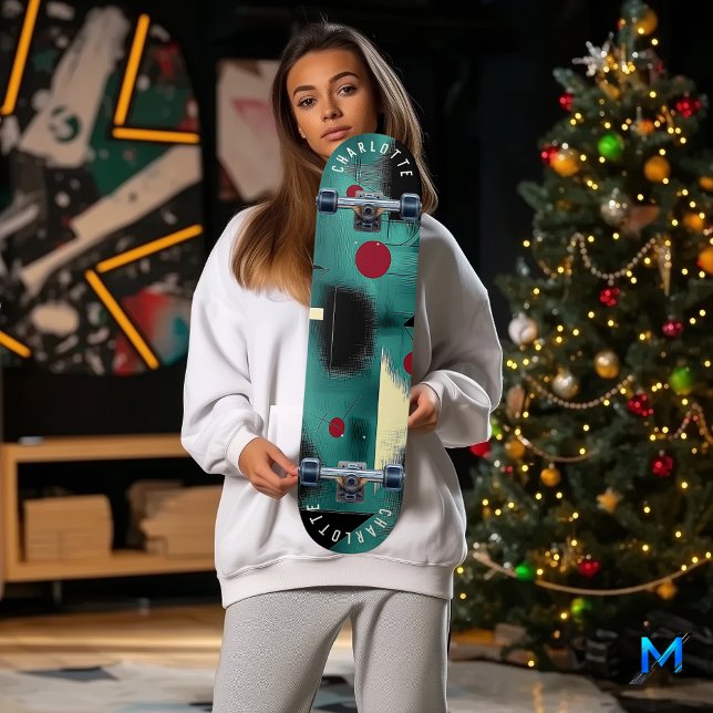 Skate Teal e Abstrato Geométrico Negrito (Criador carregado)