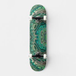 Skate Teal Fractal Paua Abalone Shell Tema Náutico