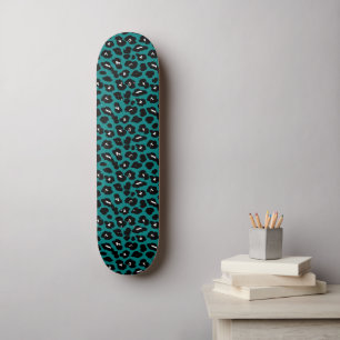Skate Teal Leopard Cheetah Impressão Legal Wall Art