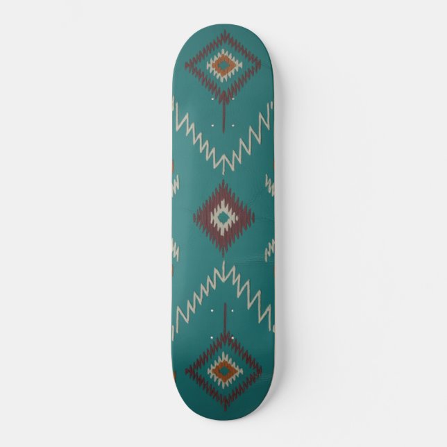 Skate Teal Navajo Tribal Geometric Pattern (Frente)