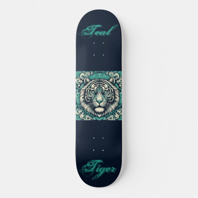 Skate Teal Tiger em Scrolly Square (Frente)