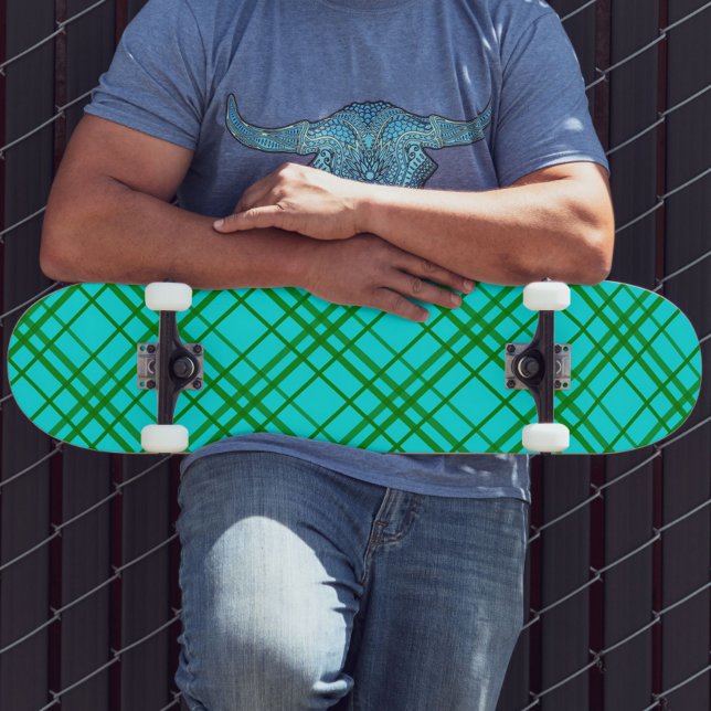 Skate Teal Turquoise Tartan Xadrez (Criador carregado)