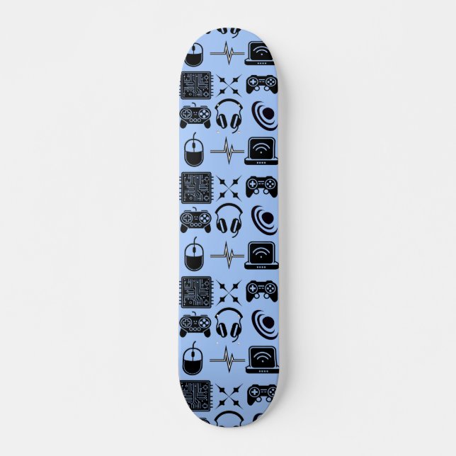 Skate Tema de jogos Preto e Branco (Frente)