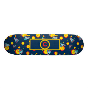 Skate Tema espacial para Meninos em Vermelho Azul e Amar