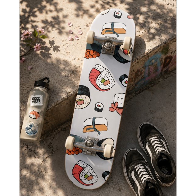 Skate Tênis Slip-On com Estampa de Rolinhos de Sushi Kaw (Criador carregado)