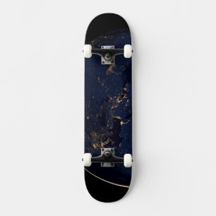 Skate Terra cheio com Luzes da Cidade