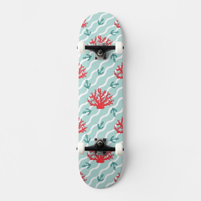 Skate Teste padrão 1 do coral vermelho (Frente)