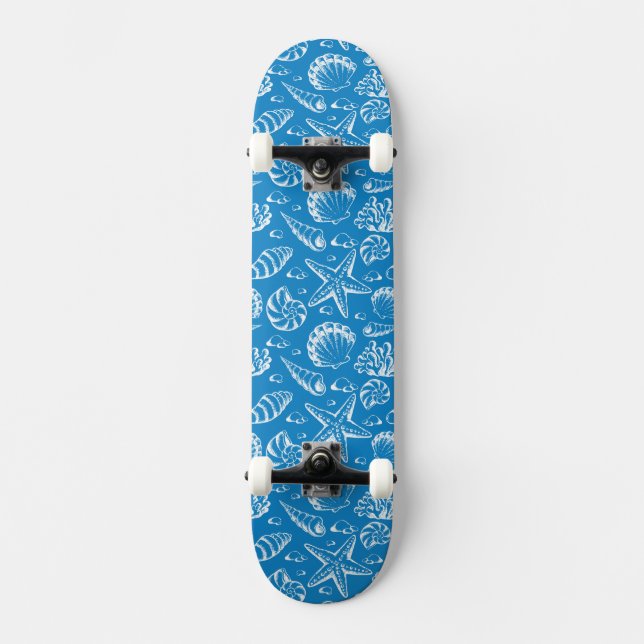 Skate Teste padrão azul da praia (Frente)