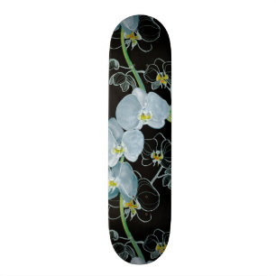 Skate Teste padrão branco das orquídeas da aguarela