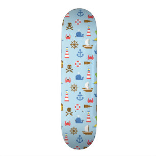 Skate Teste padrão da arte do mar do pixel