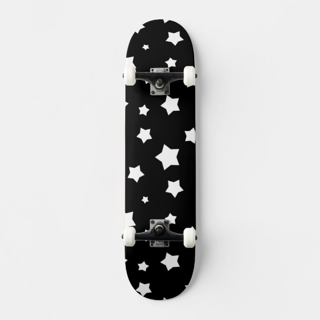 Skate Teste padrão de estrelas preto e branco (Frente)