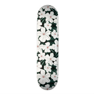 Skate Teste padrão de flores tropical branco
