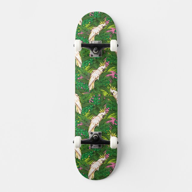Skate Teste padrão do papagaio com folhas de palmeira (Frente)