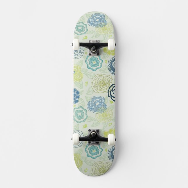 Skate Teste padrão floral à moda com flores bonitos (Frente)