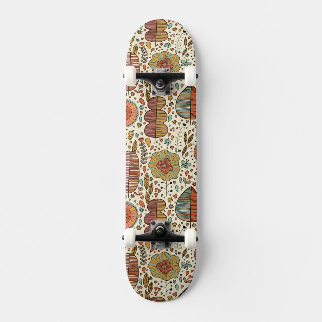 Skate Teste padrão floral do verão feito das folhas (Frente)