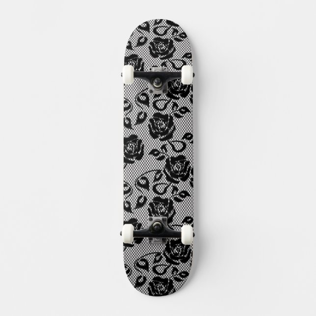 Skate Teste padrão preto do laço no fundo branco (Frente)