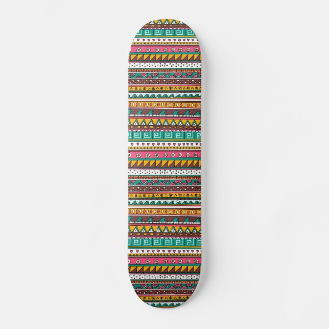 Skate Teste padrão tribal colorido (Frente)