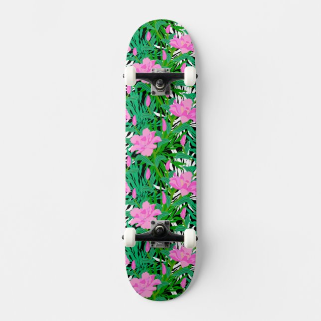 Skate Teste padrão tropical com flores da selva (Frente)