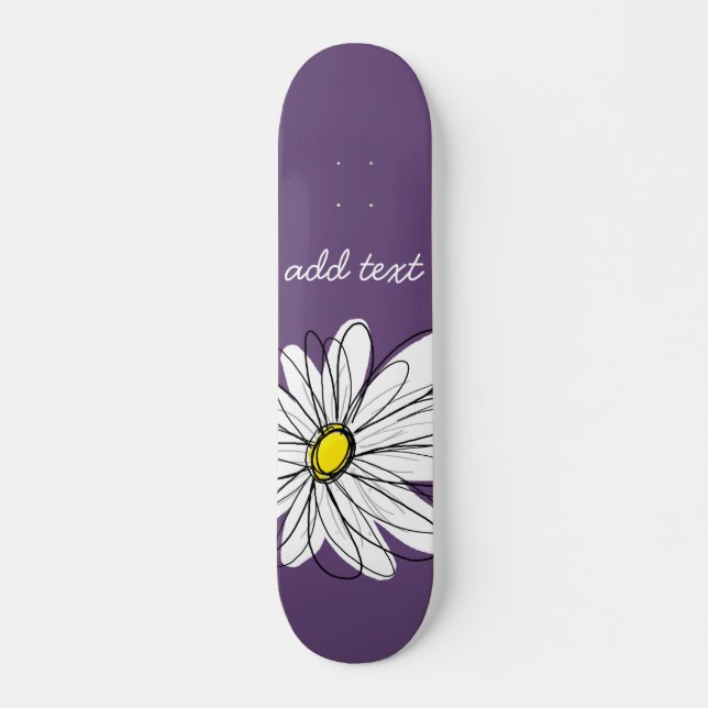 Skate Texto de Script de Margarida Whimsical Roxo e Amar (Frente)
