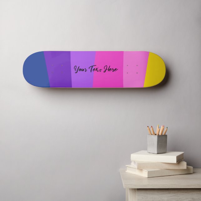 Skate Texto Personalizado Design Colorido Vibrante (Arte de parede (Horz))