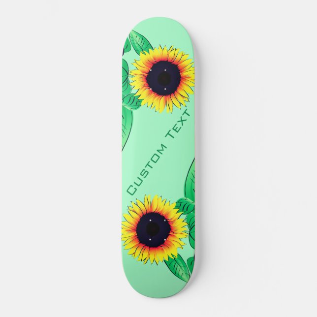 Skate Texto Personalizado e Painéis de Cores com Girassó (Frente)