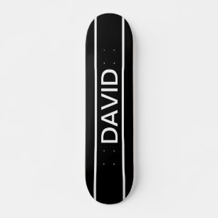Skate Texto Personalizável Preto e Branco Moderno e Ne