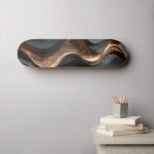 Skate Textura Abstrata Ondulada com Faíscas Douradas