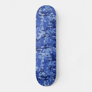 Skate Textura de Camuflagem Digital Azul Vibrante