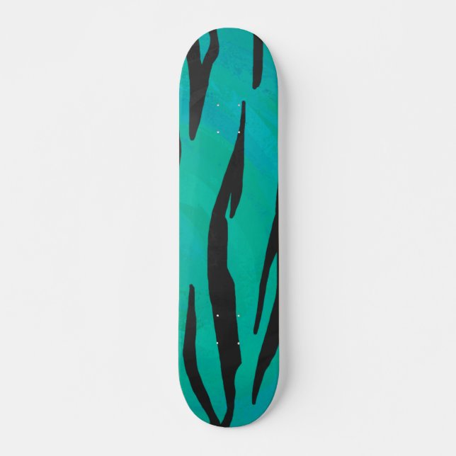 Skate Tiger Black and Teal Impressão (Frente)