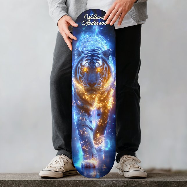 Skate Tigre Celestial Majestoso  (Majestic Celestial Tiger Skateboard)