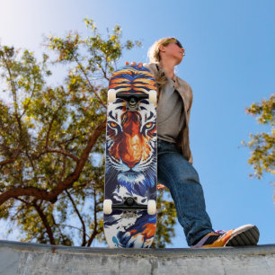 Skate Tigre de Aquarela Abstrata