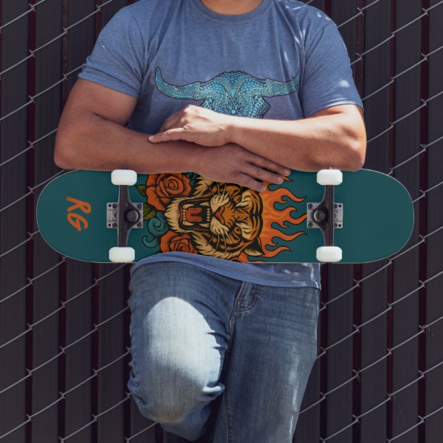Skate Tigre e Rosas com Monograma (Ao ar livre 3)