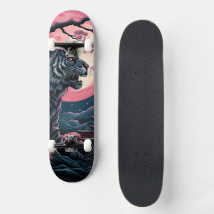 Skate Tigre Flor de Cerejeira Arte Japonês