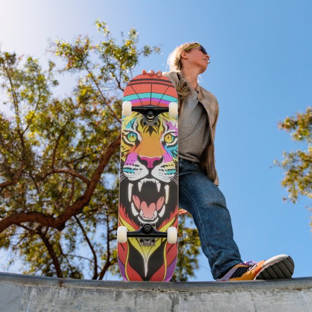 Skate Tigre Psicodélico Colorido (Ao ar livre 1)